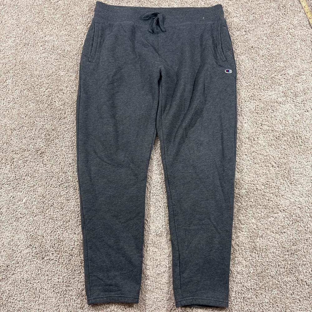 Champion Powerblend Jogger Sweatpants Mens XL Gray Fleece Lined Athletic Logo